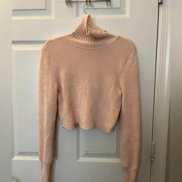 Ronny Kobo Collection Sweaters - Ronny Kobo Cropped Turtle Neck in Light Pink